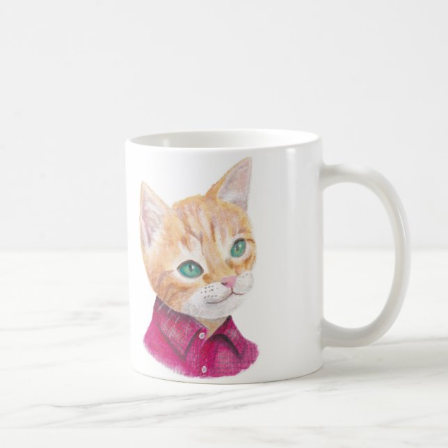 Caneca De Café Orange Tabby Cat Mug Orange Custom Tabby Cat art (Direita)