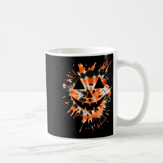 Caneca De Café Orange Tie Dye Jack O Lantern Face - Hipe Hallowee (Direita)
