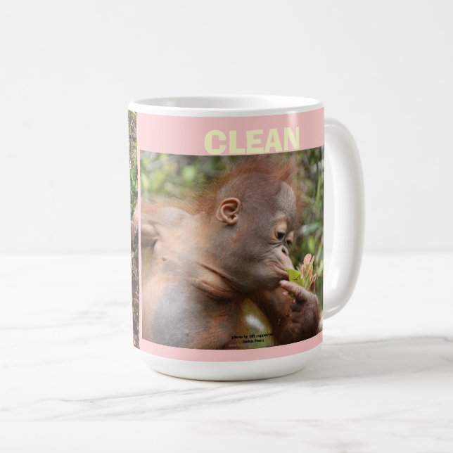 Caneca De Café Orangutan Limpo e Sujo (Frente Esquerda)