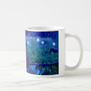 Caneca De Café Orbes de Luz Azul da Noite do Pântano Espíritos