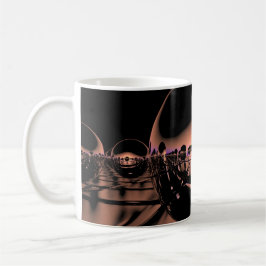 Caneca De Café Órbitos Metálicos Misteriosos Numa Luz Laranja Pál