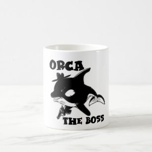 Caneca De Café orca, a ilustração engraçada do estilo cartoon 