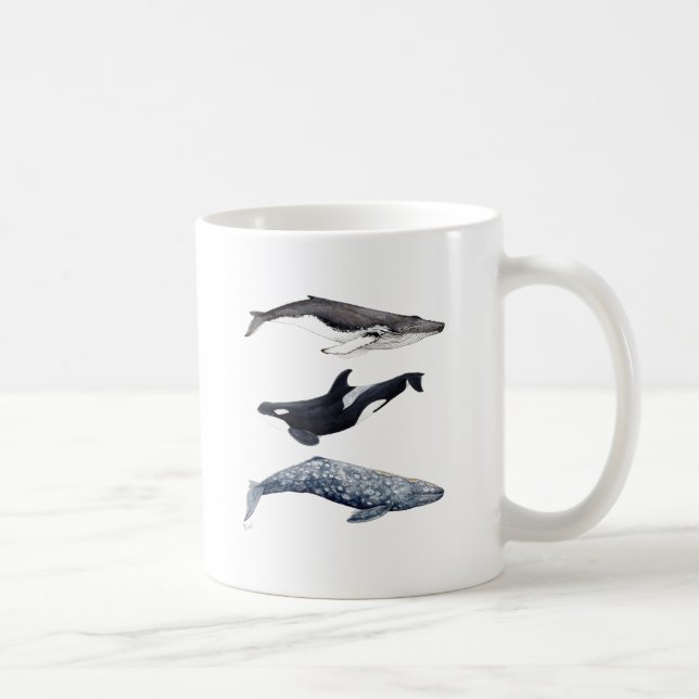 Caneca De Café Orca, ballena jorobada y ballena gris (Direita)