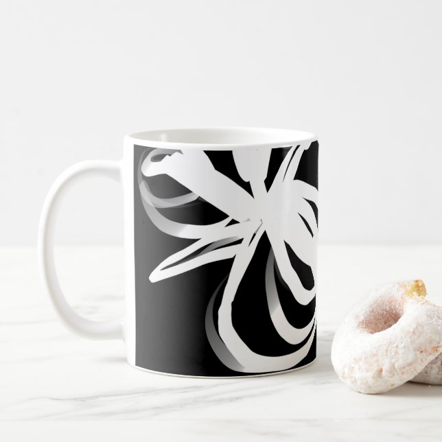Caneca De Café Orchid Noir: Abstrato preto e branco (Com Donut)