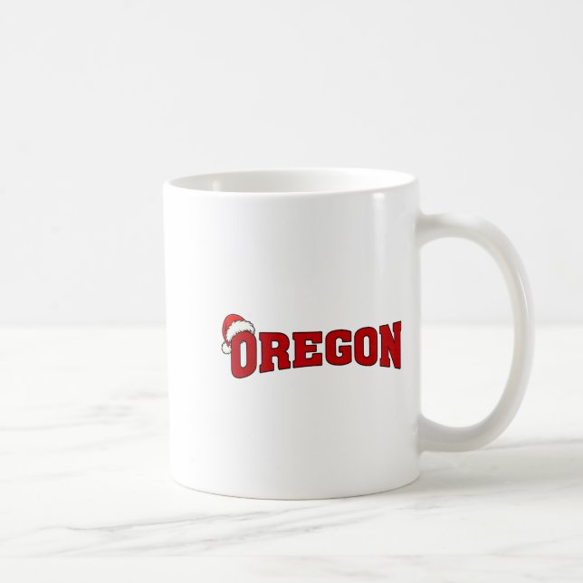 Caneca De Café Oregon Christmas Santa Hat Retro Throwback Souveni (Direita)