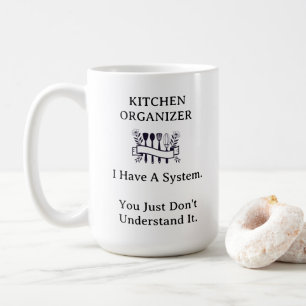 Caneca De Café Organização de Cozinha Engraçada Preto e Branco Li