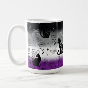 Caneca De Café Orgulho Assexual Gato Preto - Mística Witchy