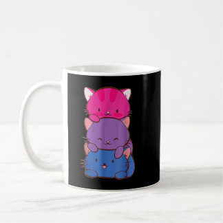 Caneca De Café Orgulho Bissexual Kawaii Kitty Pile Stack Anime L