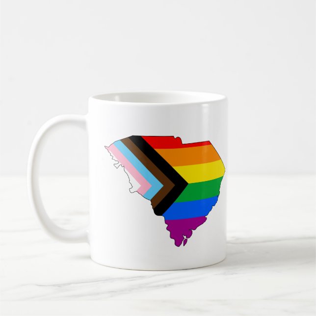 Caneca De Café Orgulho do Estado da Carolina do Sul LGBTQ Progres (Esquerda)