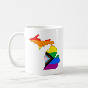 Caneca De Café Orgulho do Estado de Michigan LGBTQ Progresso Orgu