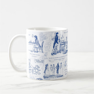 Caneca De Café Orgulho e Preconceito de Citações Azuis