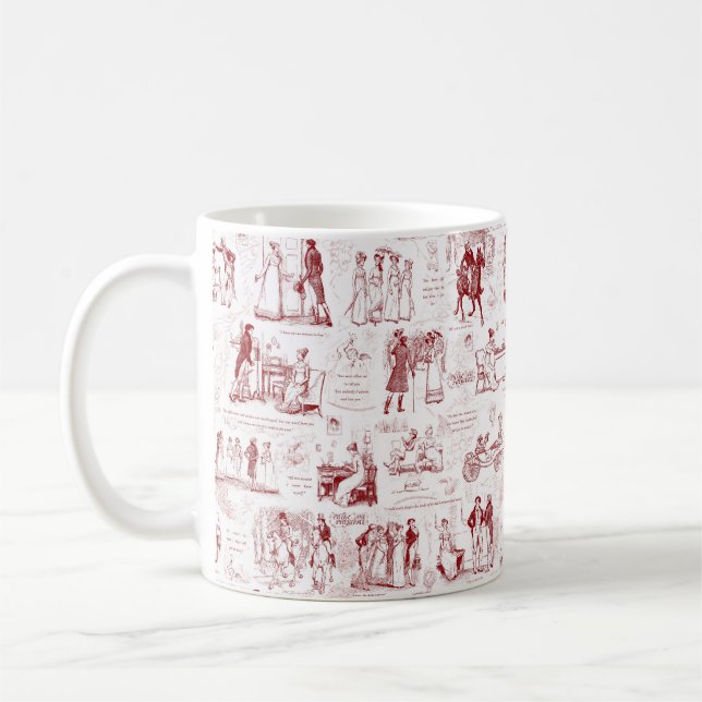 Caneca De Café Orgulho e Preconceito de Cotações de Toile Vermelh (Esquerda)