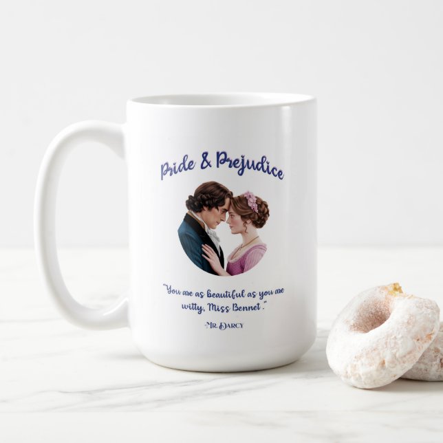 Caneca De Café Orgulho e Preconceito de Mug (Com Donut)
