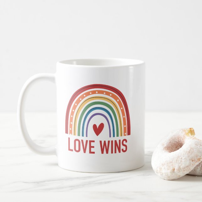 Caneca De Café Orgulho Gay Arco-íris Amor Vence (Com Donut)