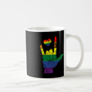 Caneca De Café Orgulho gay ASL - Linguagens de sinais LGBT Defici