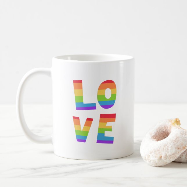 Caneca De Café Orgulho gay LGBT bandeira arco-íris Love is Love L (Com Donut)