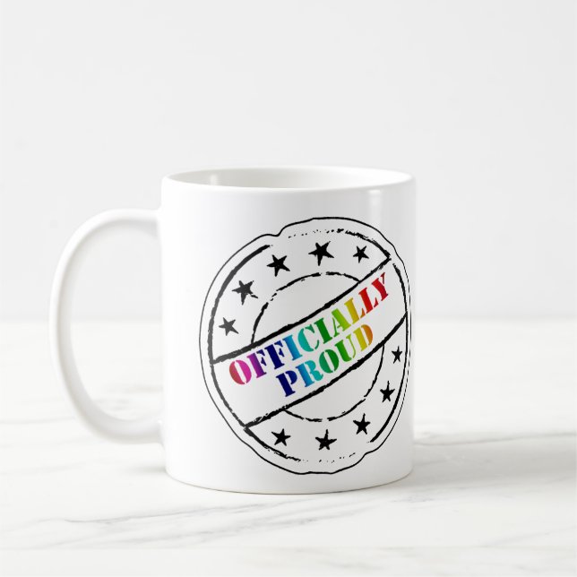 Caneca De Café orgulho gay "Oficialmente Orgulhoso" (Esquerda)