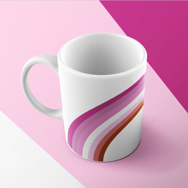 Caneca De Café Orgulho lésbico Rosa, Sinalizador arco-íris Monogr (Criador carregado)