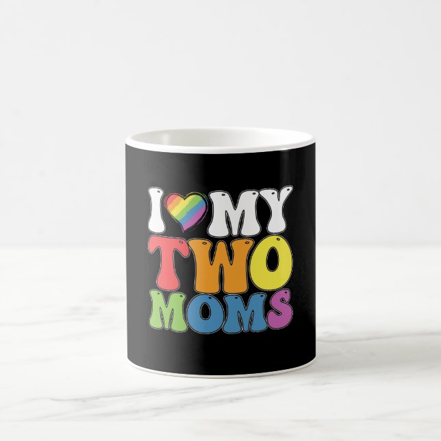 Caneca De Café Orgulho LGBT Eu Amo Minhas Duas Mães Gays Lésbicas (Centro)
