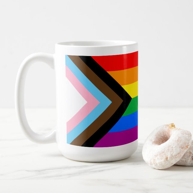 Caneca De Café ORGULHO LGBT (Orgulho do Progresso) (Com Donut)