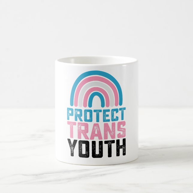 Caneca De Café Orgulho LGBT Proteja Jovens Trans Transgênero Cria (Centro)