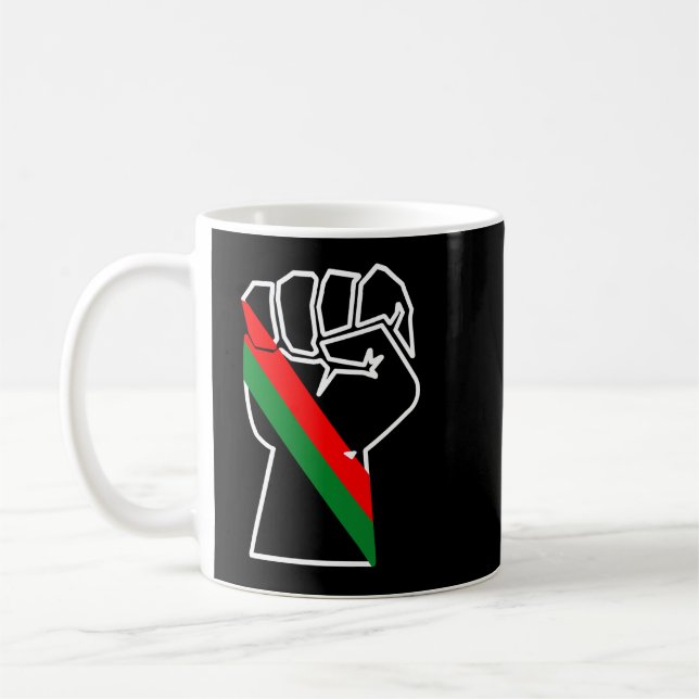 Caneca De Café orgulho negro vermelho punho verde pano-africano (Esquerda)
