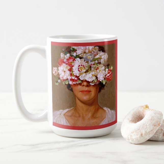 Caneca De Café "Orgulho Petal" Margaret - Arte e Sociedade Floral (Com Donut)