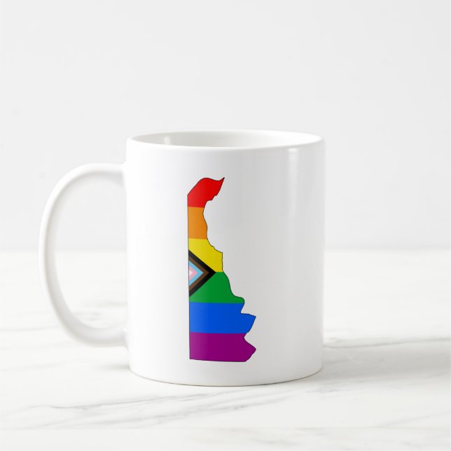 Caneca De Café Orgulho Progressivo LGBTQ do Estado de Delaware (Esquerda)