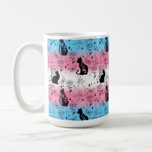 Caneca De Café Orgulho Transgênero Gato Preto - Mística e Bruxa
