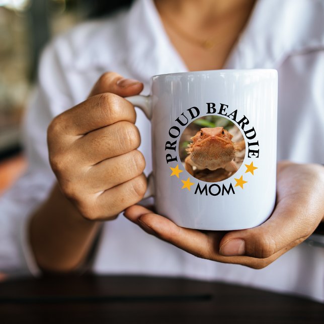 Caneca De Café Orgulhosa Beardie Mãe Foto Personalizada De Pet (Proud Beardie Mom Coffee Mug)