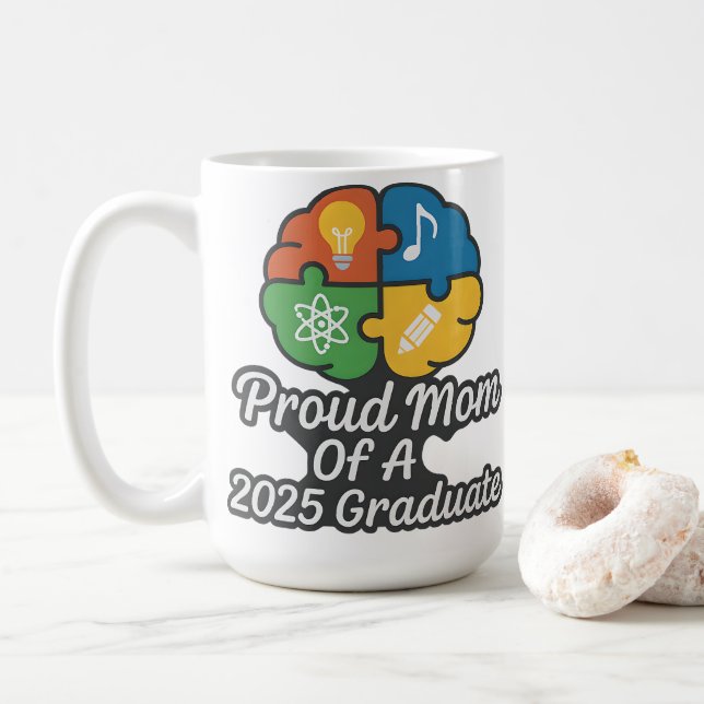 Caneca De Café Orgulhosa Mãe de Graduado em Psicologia de 2025 –  (Com Donut)