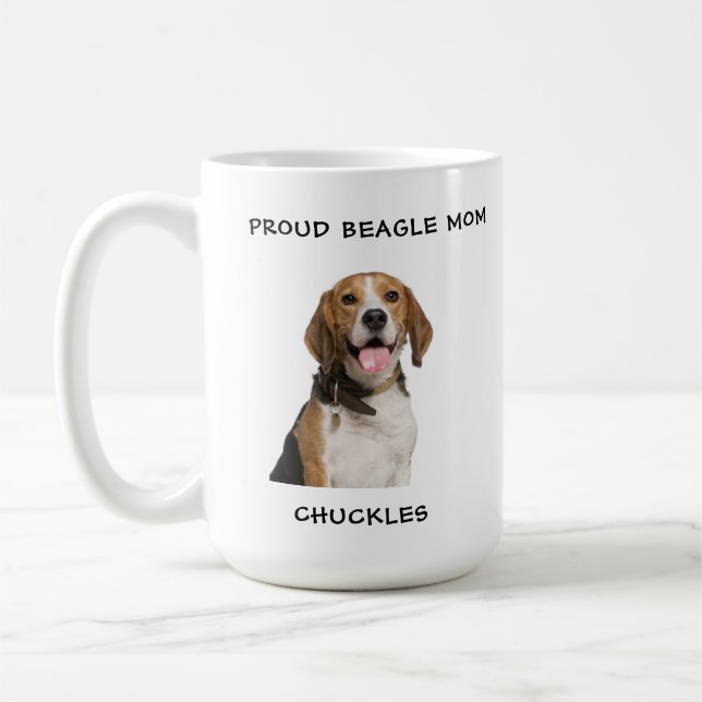 Caneca De Café Orgulhoso Beagle Mãe Personalizada Pet Dog Foto (Esquerda)