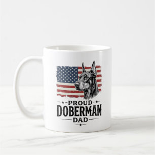 Caneca De Café Orgulhoso Pai Doberman Bandeira Vintage Vetor Desi