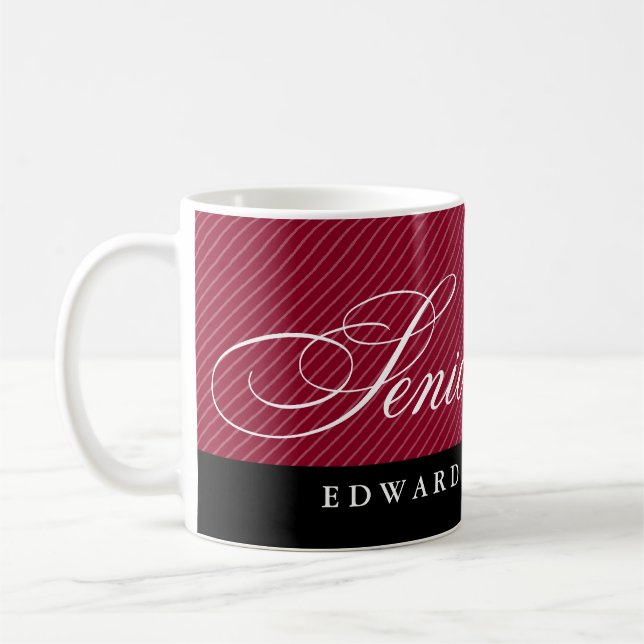 Caneca De Café Orgulhosos seniores listras vermelhas e grená ano  (Esquerda)