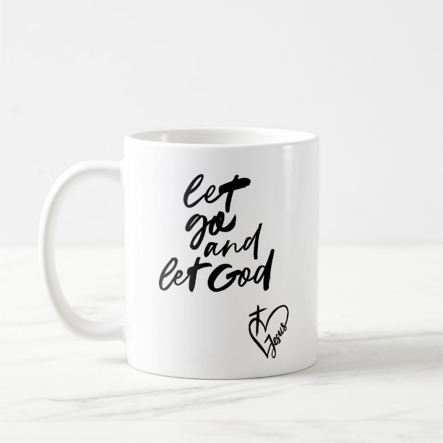 Caneca De Café "Orientação divina: Deixe Deus ir e deixe Deus com (Esquerda)