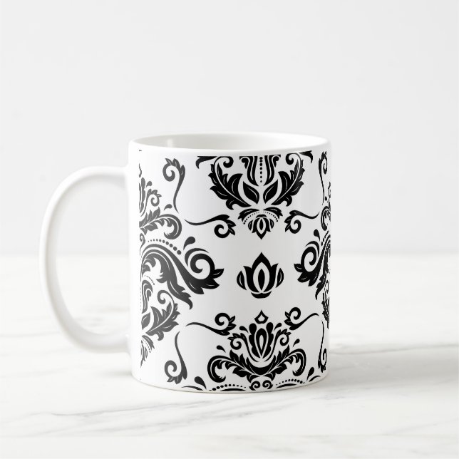 Caneca De Café Oriental Black & White: Textura clássica (Esquerda)
