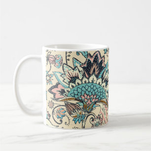 Caneca De Café Oriental Paisley: Elegância Têxtil Estilizada.