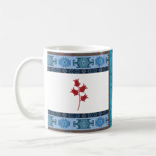 Caneca De Café Oriental Turco - Patterno Azul Mug com Tulipas