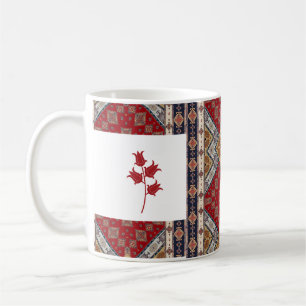 Caneca De Café Oriental Turco - Patterno Vermelho Mug com Tulipas