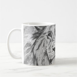 Caneca De Café Original Pencil sketch Drawing of a Lion