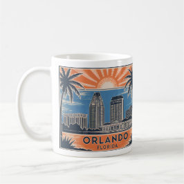 Caneca De Café Orlando Florida Skyline Médio Century Estilo Vinta