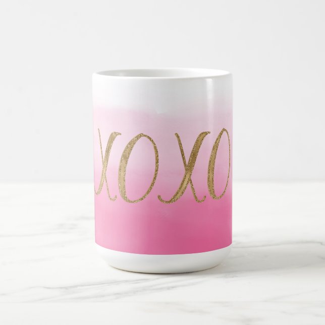 Caneca De Café Órmaco Rosa Aquarela Dourada Glitzy Glam XOXO (Centro)