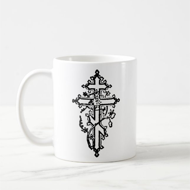 Caneca De Café Ornamentado Cristão Ortodoxo Cruz 11oz (Esquerda)