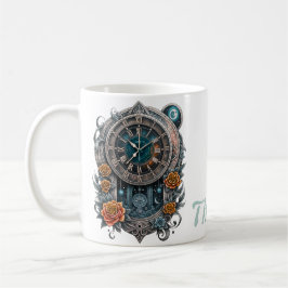 Caneca De Café Ornamentado Steampunk Clock com Rosas.