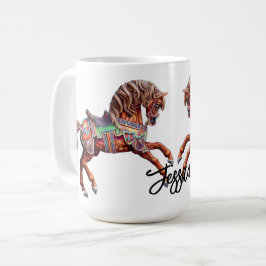 Caneca De Café Ornamentado Wooden Carousel Horse