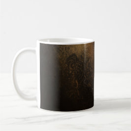 Caneca De Café 🖤 Ornamental Dark Gold Pattern - Luxurious & Intr