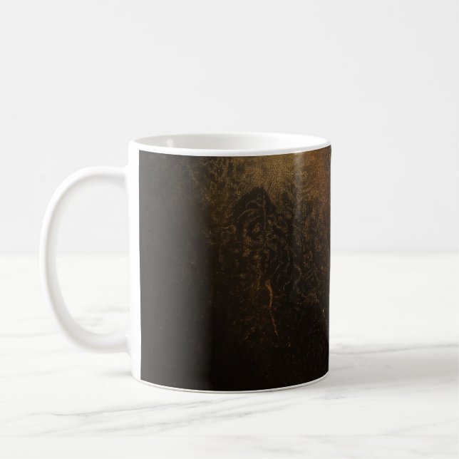 Caneca De Café 🖤 Ornamental Dark Gold Pattern - Luxurious & Intr (Esquerda)