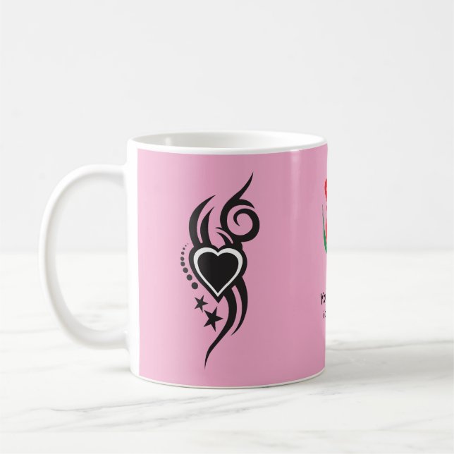 Caneca De Café Ornamental Floral Heart Tattoo  (Esquerda)