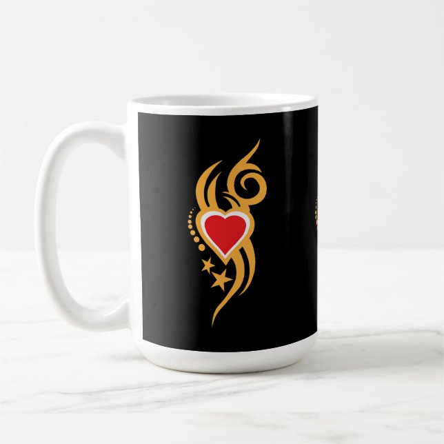 Caneca De Café Ornamental Floral Heart Tattoo  (Esquerda)
