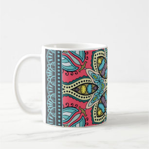 Caneca De Café Ornamento colorido decorativo sobre fundo preto